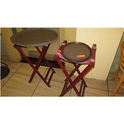 2 Folding Tray Stands, 3 Large Oval Serving Trays, 6 Small Round Trays,