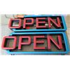 Image 2 : Qty 2 Neon Light-Up OPEN Signs, Approx. 22" x 7.5"