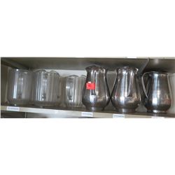 Qty 8 Metal and Plastic Pitchers