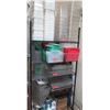 Image 1 : Black NSF Shelving Unit with Contents: Plastic Storage Containers w/Lids, etc. Includes shelf (35.5"