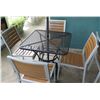 Image 3 : Black Metal Grate Table (30"x30"x29"H), 4 Chairs, Umbrella & Stand