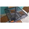 Image 2 : Black Metal Grate Table (30"x30"x29"H), 4 Chairs, Umbrella & Stand