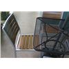 Image 4 : Black Metal Grate Table (30"x30"x29"H), 4 Chairs, Umbrella & Stand