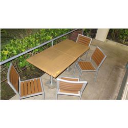 2 Square Metal Tables (30"x30"x30") w/4 Aluminum Frame Chairs w/Composite Slats