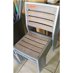 Qty 7 Aged Teak Chairs w/ Aluminum Frames