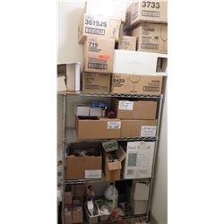 Entire Shelving of New Glasses (Wine, Martini, Margarita), Supplies, etc.