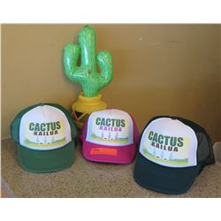 Qty 13 "Cactus Kailua" Hats & Blow-Up Cactus