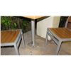 Image 2 : Square Metal Table (Wood-Look Wrap, 30"x30"x29"H) & 2 Chairs