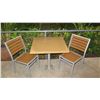 Image 1 : Square Metal Table (Wood-Look Wrap, 30"x30"x29"H) & 2 Chairs