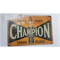 NEW 8 X 12 INCH CHAMPION SPARKPLUG TIN SIGN