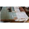 Image 1 : SKID OF ASSORTED WHITE PORCELAIN TILE MOULDING, TEAL SUBWAY TILES, ETC.