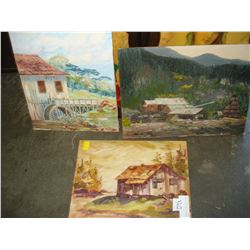 THREE PAINTINGS ON BOARD