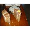 Image 2 : MARBLE BOOKENDS WICKER BASKET VASE AND TWO CLOCKS