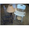 Image 1 : TABLE LAMP MAGAZINE RACK AND BATH ASSIST CHAIR