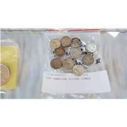 TEN CANADIAN SILVER DIMES