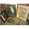 Image 1 : LARGE FRUIT AND MUSIC PRINT LARGE BIRD PRINT AND PRINT AND MIRROR