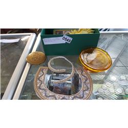 BOX OF LADIES COLLECTIBLES, SEWING NOTIONS, ETC.