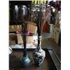 Image 1 : BLACK AND WHITE GLASS VASE WITH FLORAL DECOR AND MIRRORED VASE