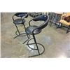 Image 2 : PAIR BLACK LEATHER BAR STOOLS