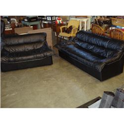 BLACK LEATHER SOFA AND LOVESEAT