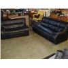 Image 1 : BLACK LEATHER SOFA AND LOVESEAT
