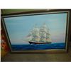 Image 1 : FRAMED SHIP PRINTING AND VILLAGE SCENE