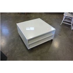 WHITE ROLLING COFFEE TABLE