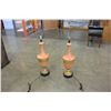 Image 1 : PAIR OF ORANGE AND GOLD TABLE LAMPS