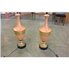 Image 2 : PAIR OF ORANGE AND GOLD TABLE LAMPS