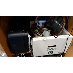 BOX OF DECORATIVE HOUSEHOLD ITEMS AND PIXMA PRINTER