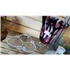 Image 2 : HOBNAIL VASE DISH AND ART GLASS VASE
