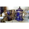 Image 2 : BLUE AND GOLD TONE TEASET AND JAR