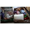 Image 1 : 2 TRAYS OF OIL PAINTING CLOCK AND DECORATIVE ITEMS