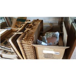 PICNIC BASKET, GUILTING HOOP, AND 1S LARGE PARTYLITE CANDLE
