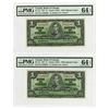 Image 1 : Bank of Canada, 1937 Issue High Grade Sequential Banknote Pair.