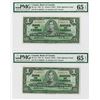 Image 1 : Bank of Canada, 1937 Issue High Grade Sequential Banknote Pair.