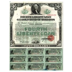 Fourth Liberty Loan 4 1/4% Gold Bond of 1933-1938, 1918 Issued Bond.