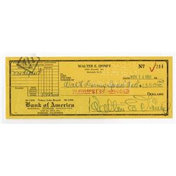 Walt Disney Signed Check dated 1951.