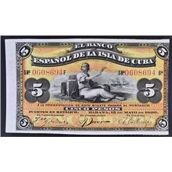 1896 5 SILVER PESOS BANK OF SPAIN