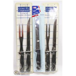 LOT OF 2 KITCHEN COMPLEMENTS CARVING SETS SOLD