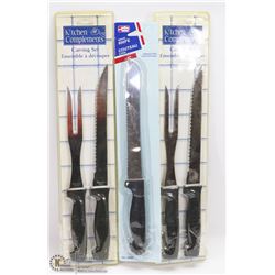 LOT OF 2 KITCHEN COMPLEMENTS CARVING SETS SOLD