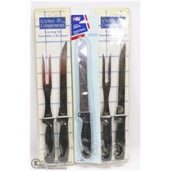 LOT OF 2 KITCHEN COMPLEMENTS CARVING SETS SOLD