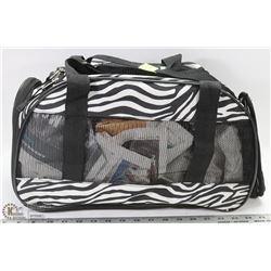 SMALL DOG CLOTH CARRIER IN ZEBRA PRINT WITH