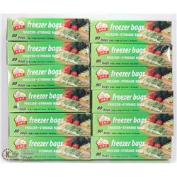 LOT OF 10 BOXES OF FREEZER BAGS