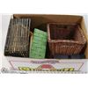 Image 1 : BOX OF WICKER AND WOOD BASKETS