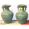 Image 1 : 2 DECORATIVE CERAMIC POTS /PLANTERS - GREEN