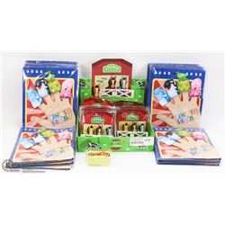 FLAT OF FINGER PUPPETS AND HORSE SHAPE ERASERS