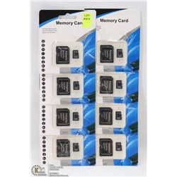 LOT OF 8 NEW 32GB MICRO SD CARDS WITH ADAPTORS