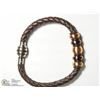 Image 1 : 1) STAINLESS STEEL BROWN LEATHER MENS BRACELET W/