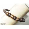 Image 2 : 1) STAINLESS STEEL BROWN LEATHER MENS BRACELET W/